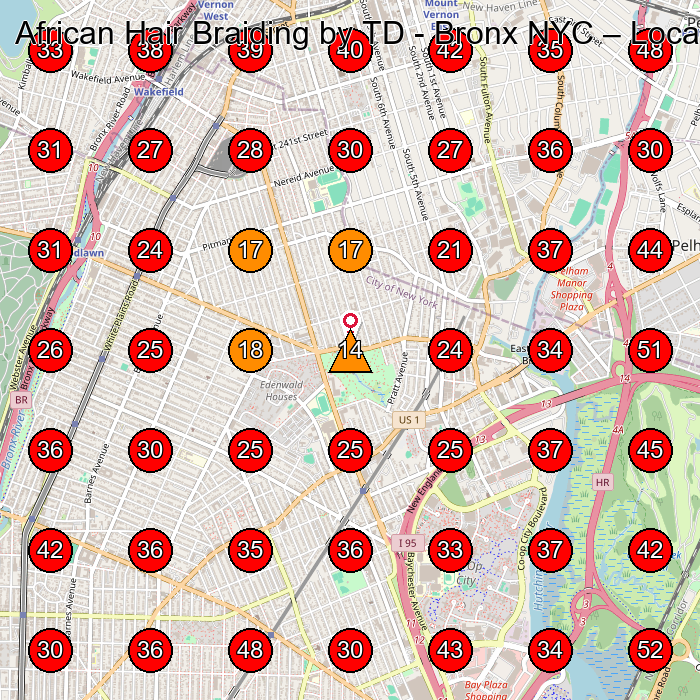 African Hair Braiding by TD - Bronx NYC GeoGrid visibility map for Beauty Salon in Bronx